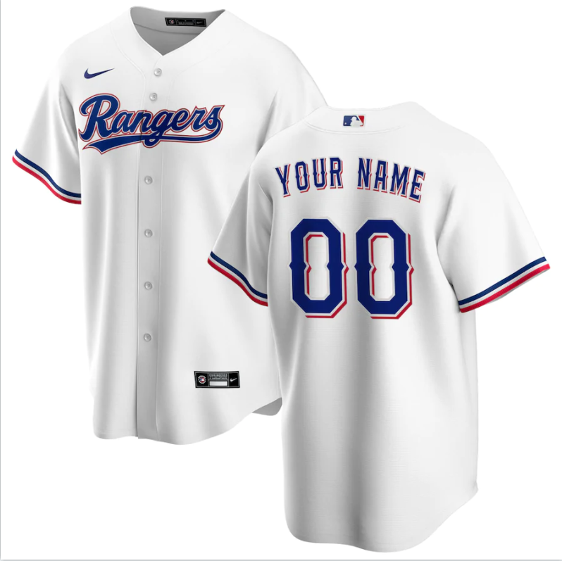 Men's Texas Rangers White Home Replica Custom Jerseys