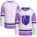 Men's Vegas Golden Knights White/Purple Hockey Fights Cancer Primegreen Authentic Blank Practice Jerseys