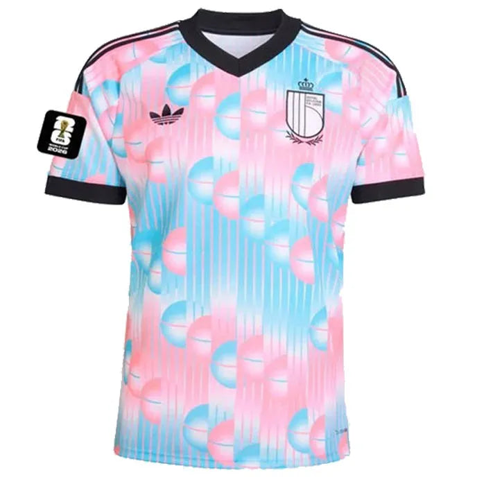 2026/27 Belgium Away Fans Soccer Jersey (Have Right Patch 有右臂章 黑底白字） Front
