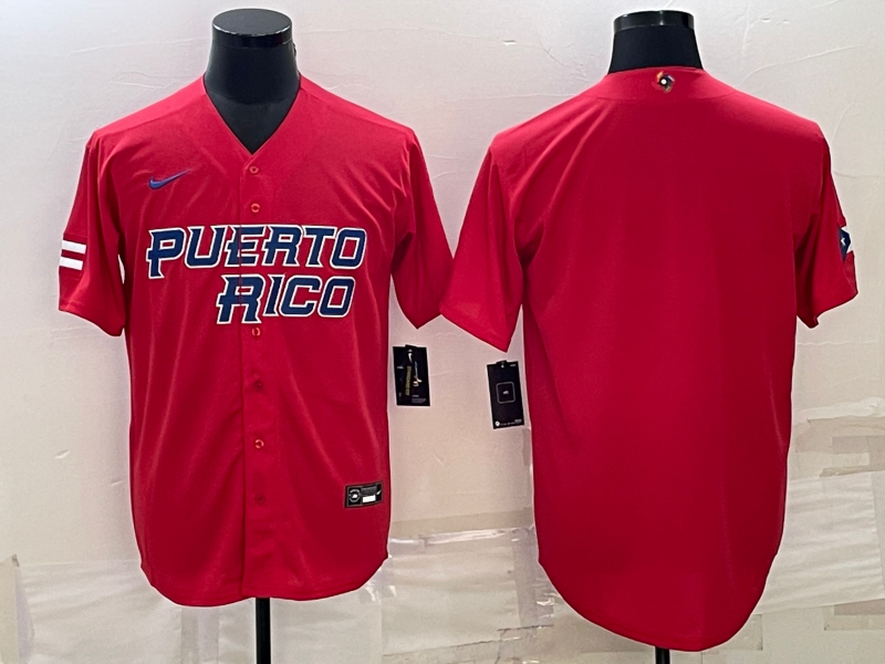 Men's 2023 World Baseball Classic Puerto Rico Red Blank Jerseys