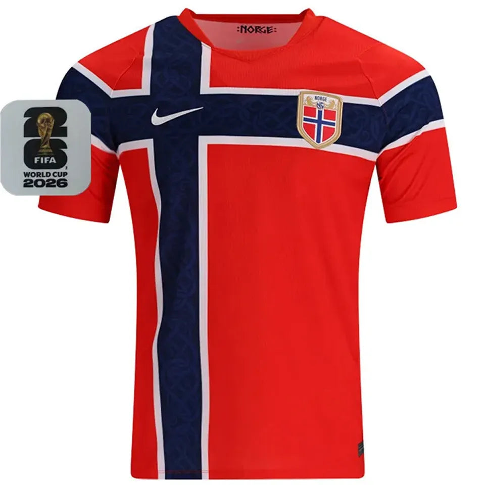 2026/27 Norway Home Red Fans Soccer Jersey (Have Right Patch 有右臂章 白底黑字） Front