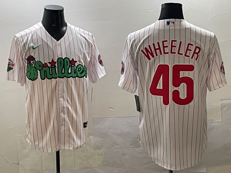 Men's Philadelphia Phillies Zack Wheeler #45 White Replica Team Jerseys