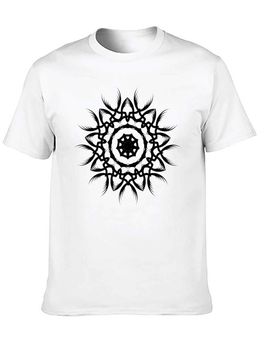 Mens Black Graphic Tee - Mandala Design