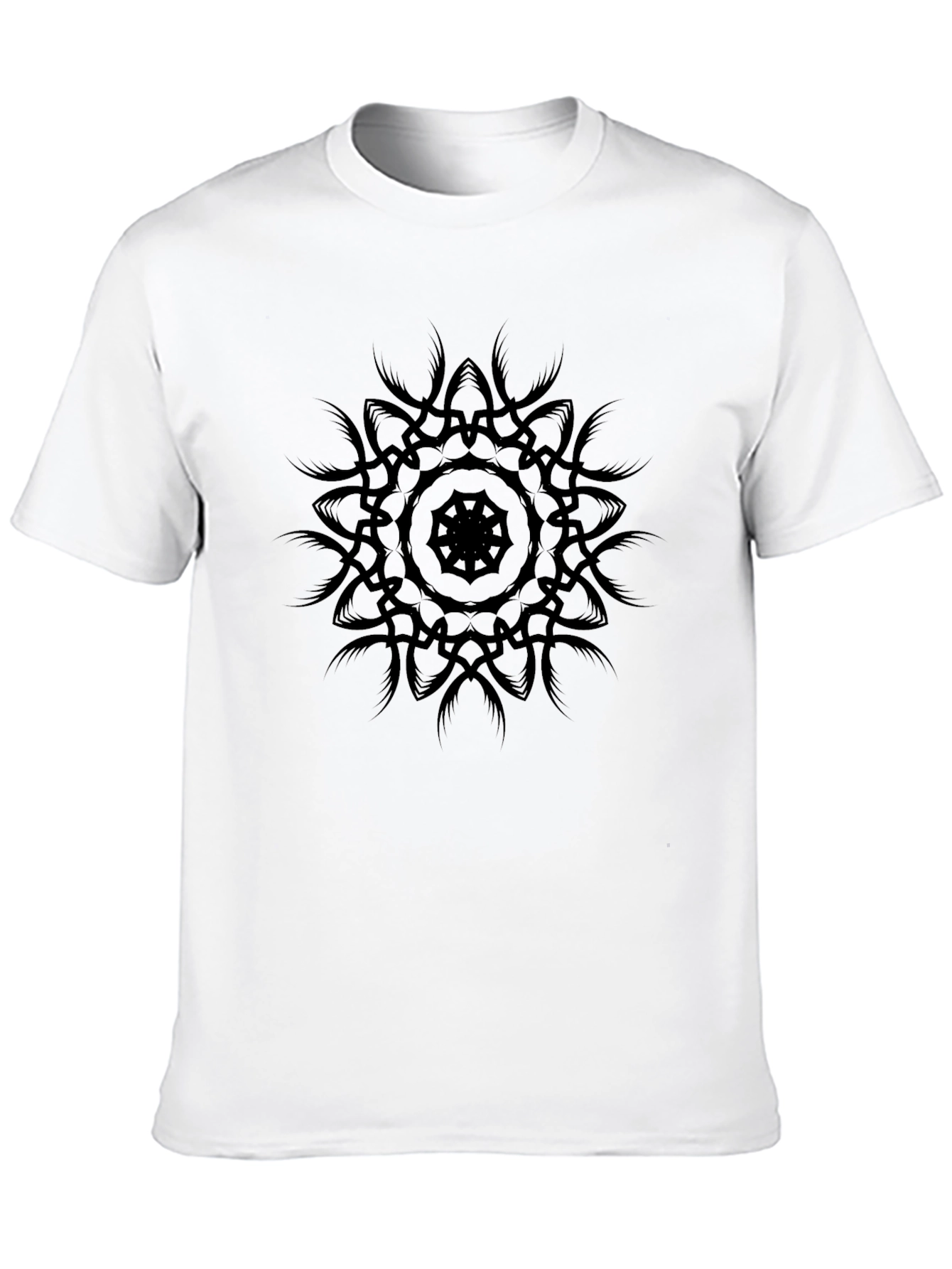 Mens Black Graphic Tee - Mandala Design