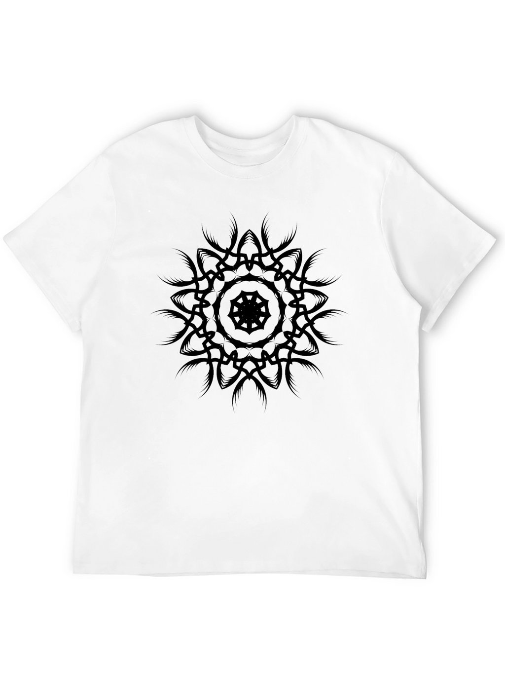 Mens Black Graphic Tee - Mandala Design