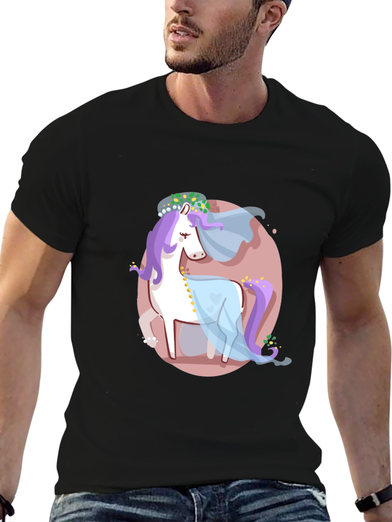 Unicorn Bride Graphic T-Shirt - Black Cotton Tee