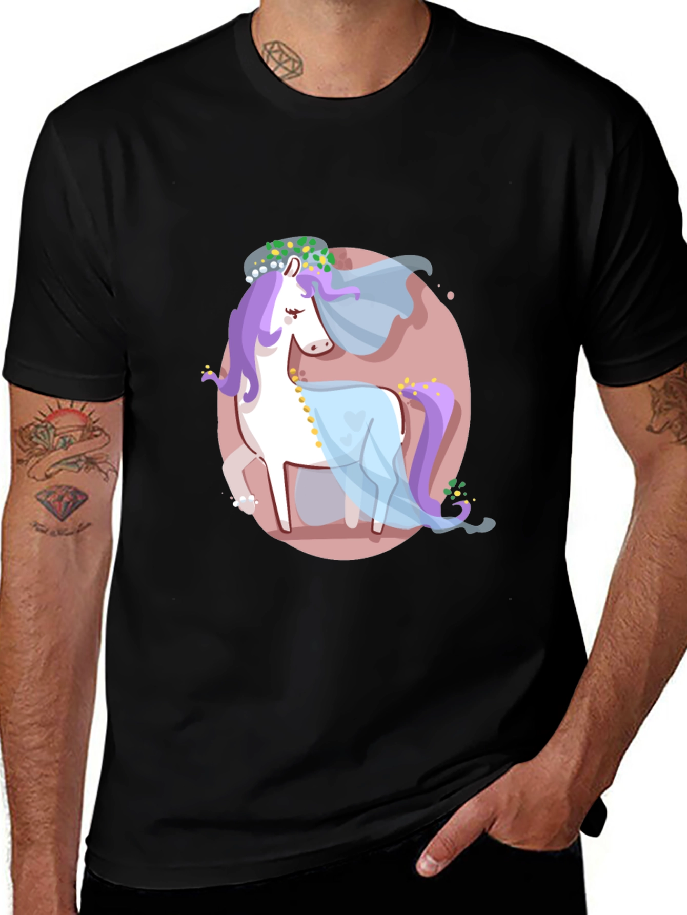 Unicorn Bride Graphic T-Shirt - Black Cotton Tee