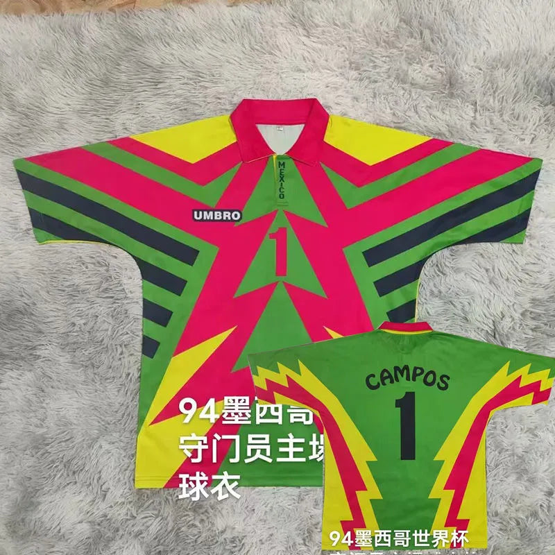 1994 Mexico Red Campos #1 GoalKeeper Retro Soccer Jersey主 Front