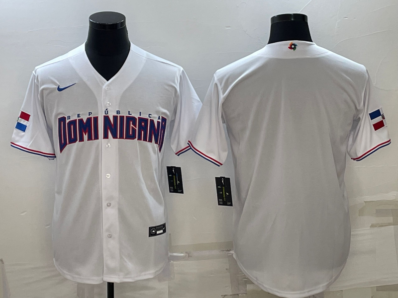 Men's 2023 World Baseball Classic Dominican Republic White Blank Jerseys