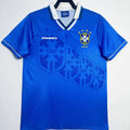 1996 Brazil Away Blue Retro Soccer Jersey Front