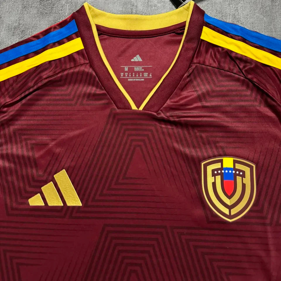 2026/27 Venezuela Home Red Fans Soccer Jersey Detail 1