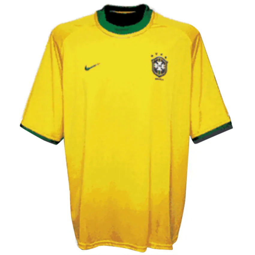 2000 Brazil Home Yellow Retro Soccer Jersey Detail 1