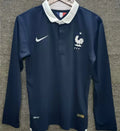 2014 France Home Retro Long Sleeve Soccer Jersey Front