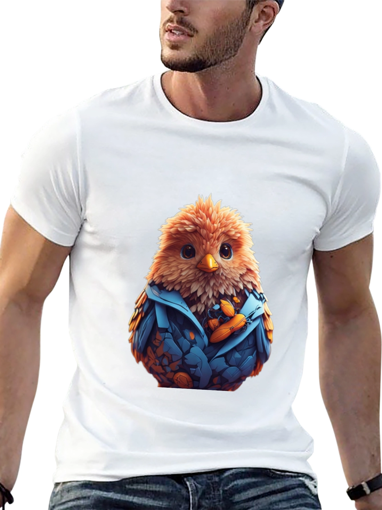 Cute Bird in Jacket Graphic Tee