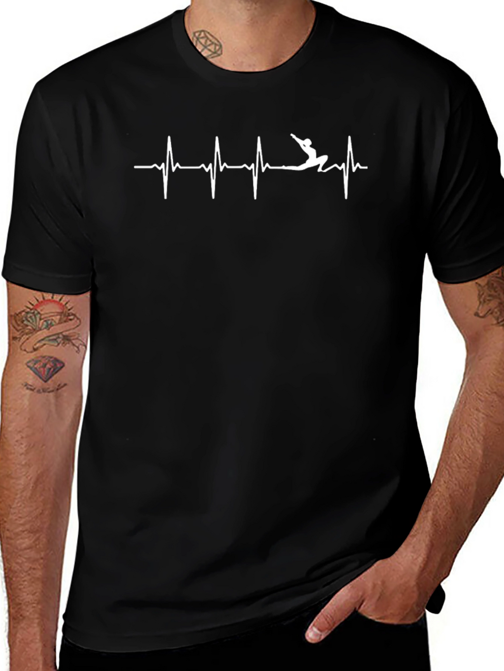 Yoga Heartbeat T-Shirt - Black Cotton Tee
