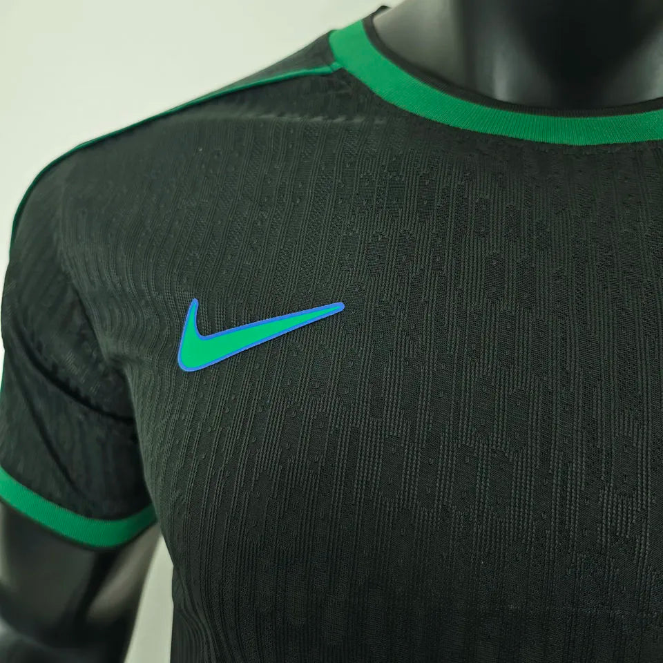 1998 Brazil Black Retro Player Version Soccer Jersey 球员版 Detail 4