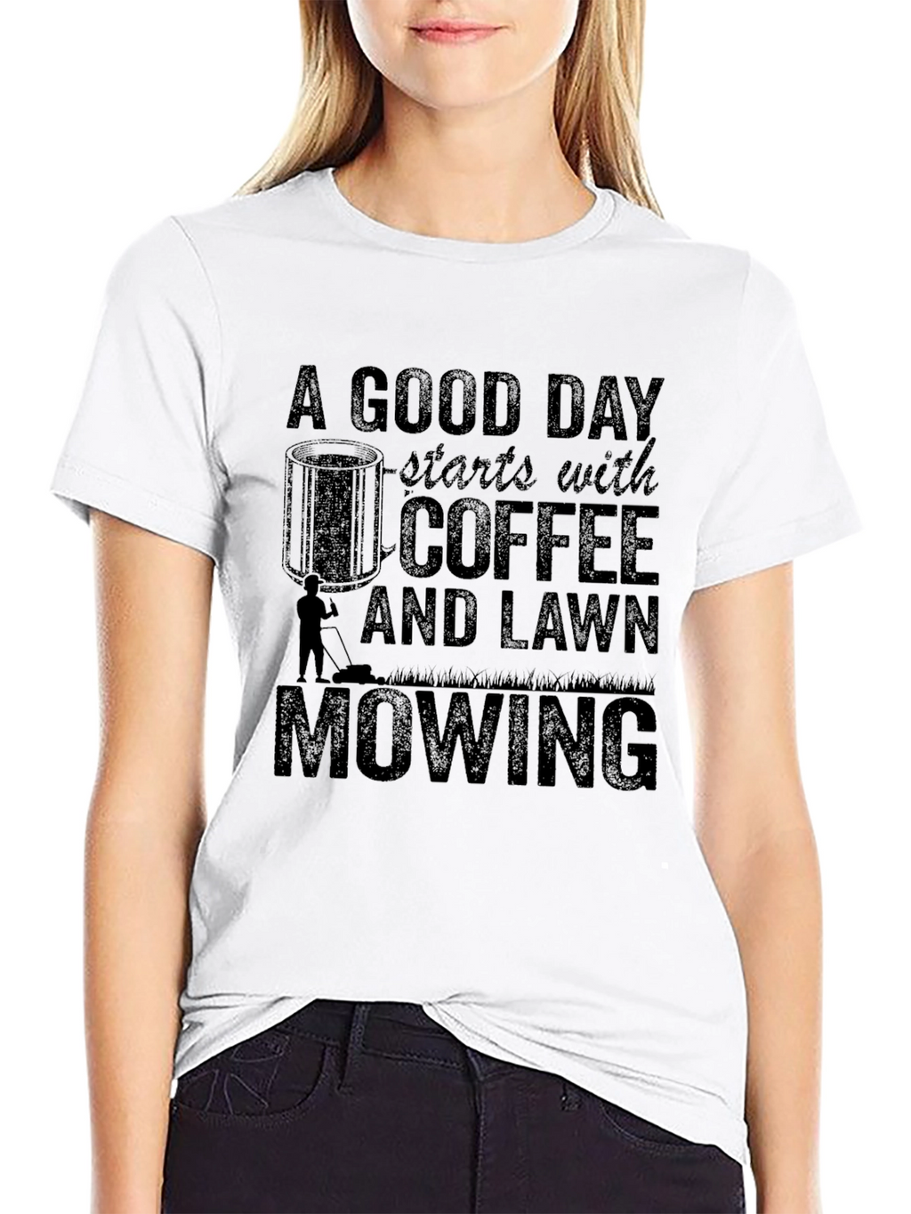 Coffee and Lawn Mowing Graphic Tee