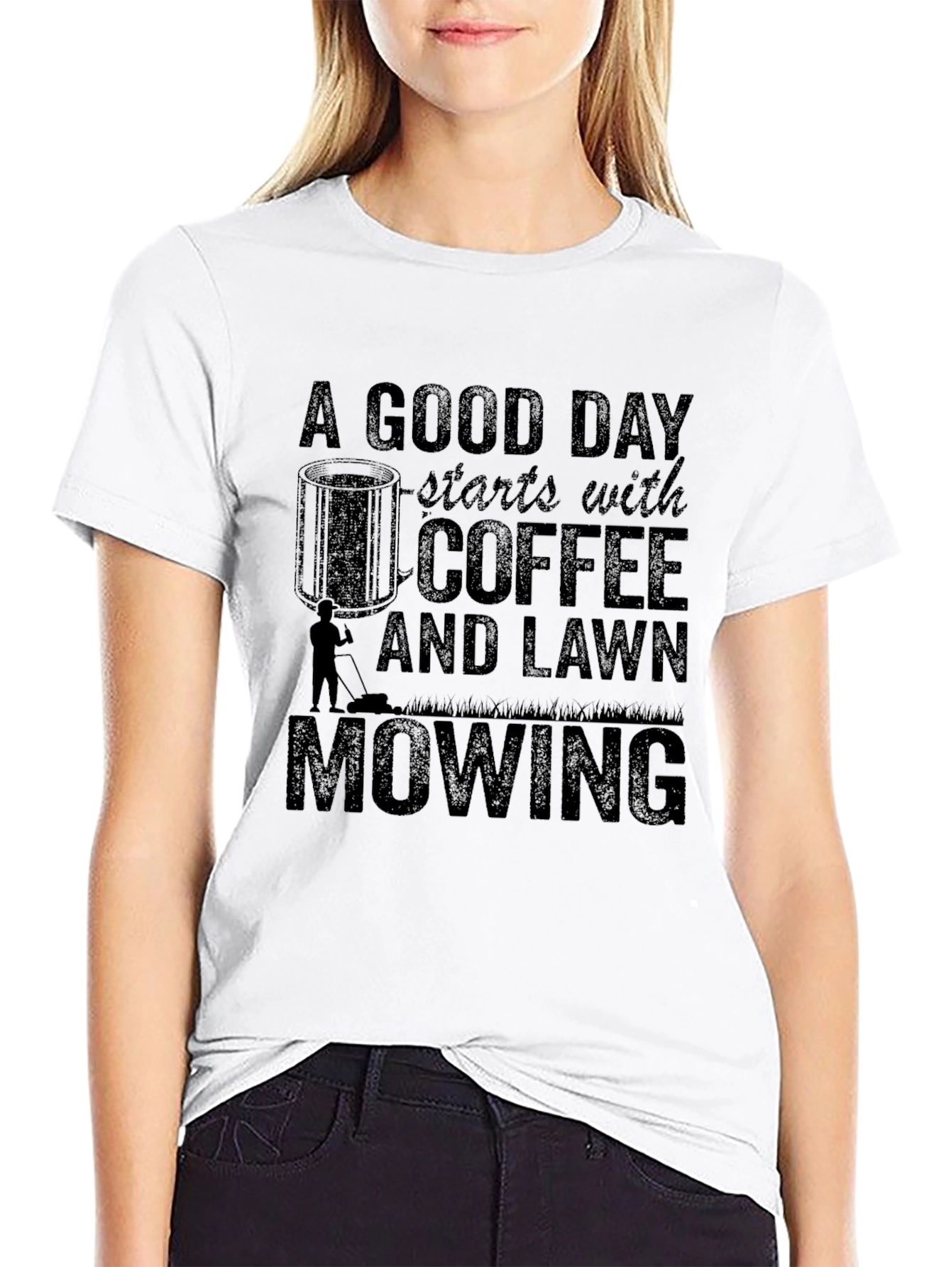 Coffee and Lawn Mowing Graphic Tee