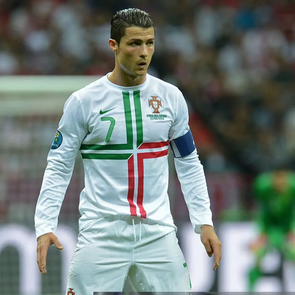 2012 Portugal Away White Retro Player Version Soccer Jersey Detail 1