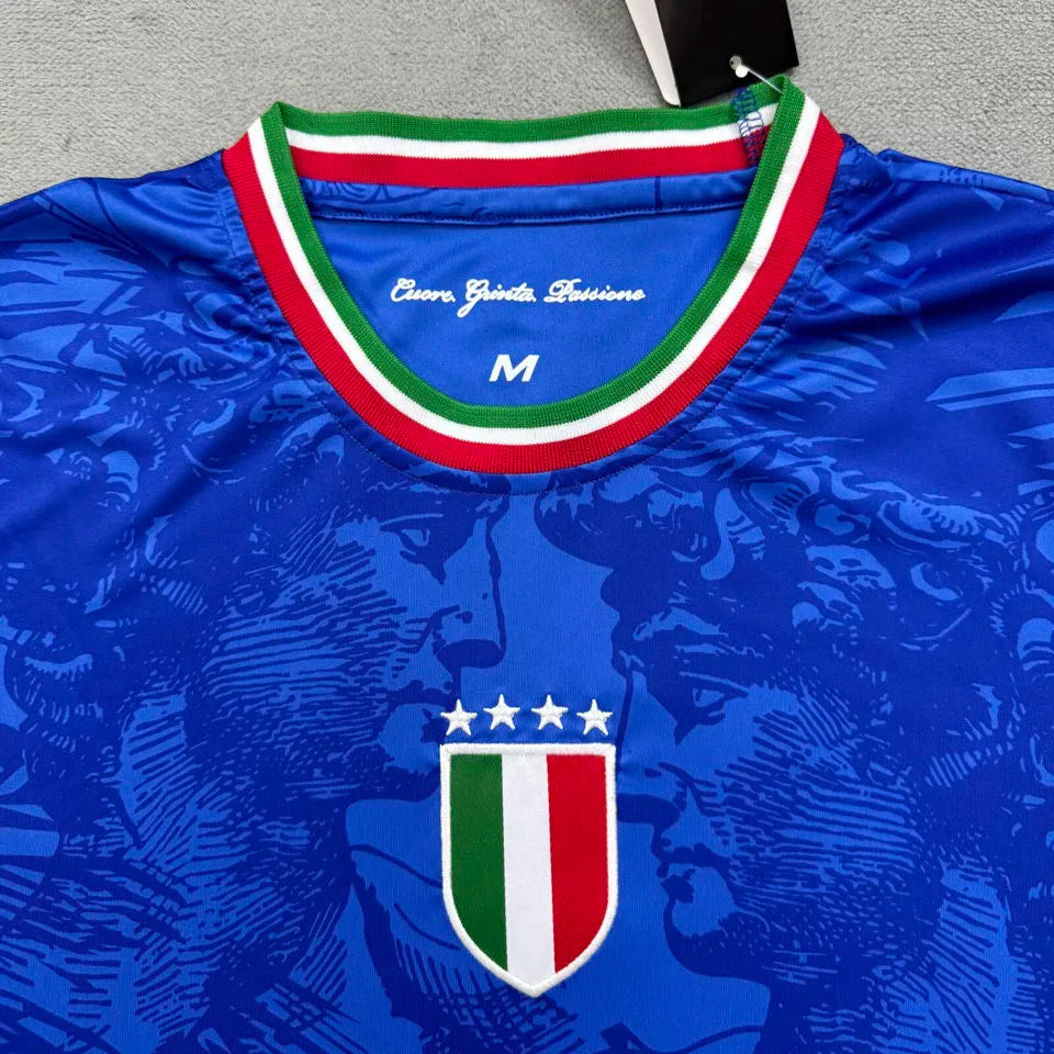 2025 Italy Blue Special Edition Fans Soccer Jersey Detail 1