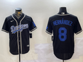 Men's Los Angeles Dodgers Enrique Hernandez #8 Black Replica Game Jerseys