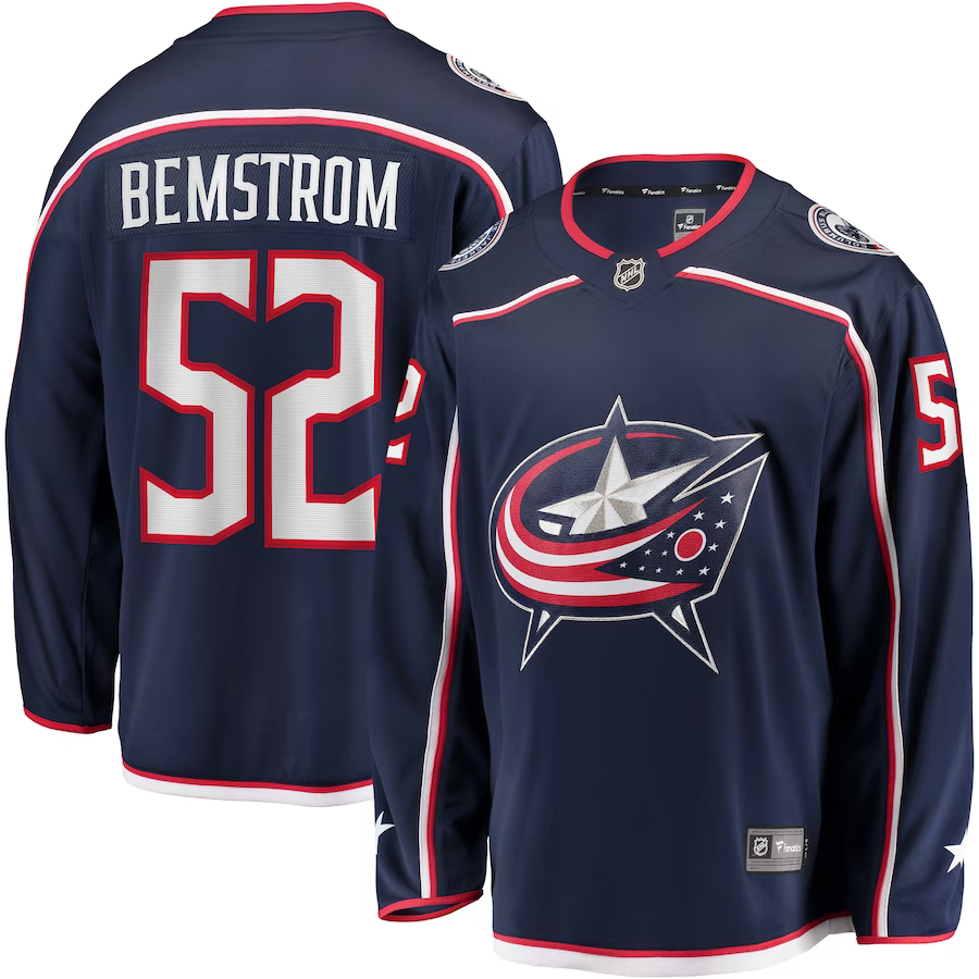 Men's Columbus Blue Jackets Emil Bemstrom #52 Navy Home Breakaway Player Jerseys