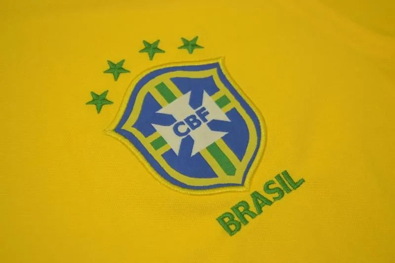 2000 Brazil Home Yellow Retro Soccer Jersey Detail 3
