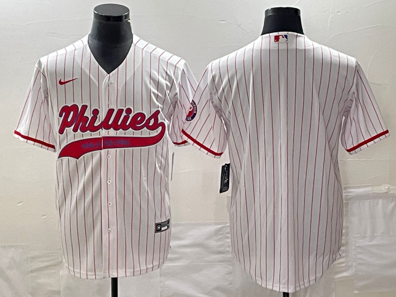 Men's Philadelphia Phillies White Home Replica Blank Jerseys Joint Edition