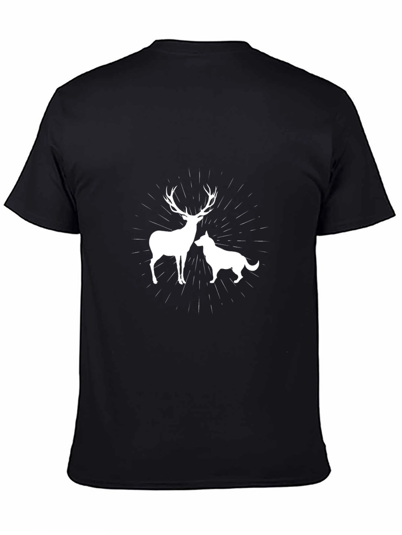 Deer and Dog Graphic Tee - Black Cotton Comfort