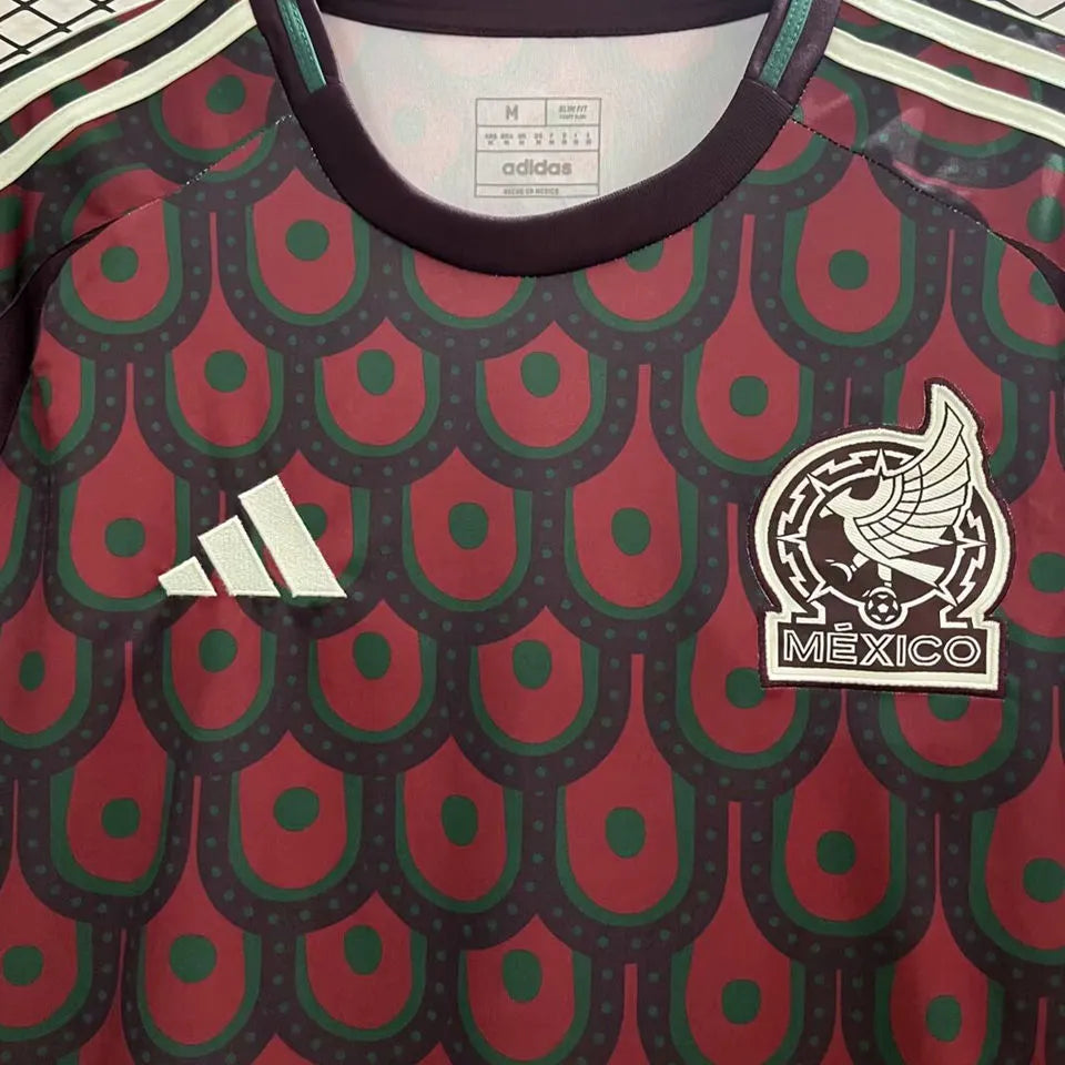 2024/25 Mexico Home Long Sleeve Soccer Jersey Detail 1