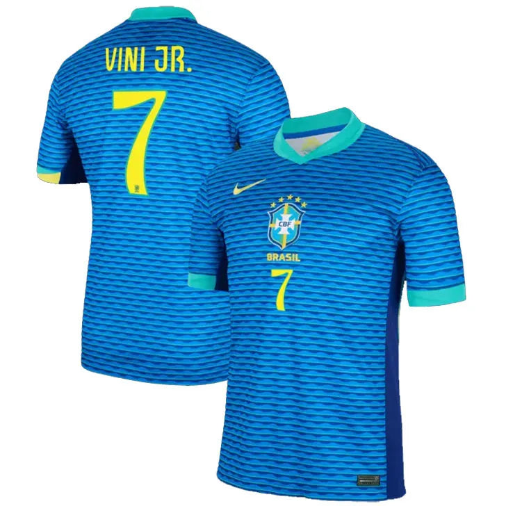 VINI JR． #7 Brazil 1:1 Quality Away Blue Fans Jersey 2024/25 ★★ Front