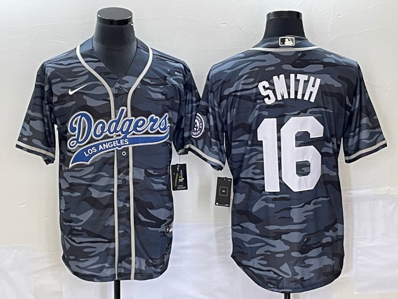 Men's Los Angeles Dodgers Will Smith #16 Grey Camouflage Player Jerseys Joint Edition
