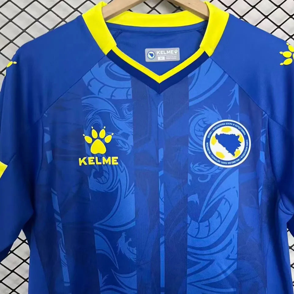 2026/27 Bosnia-Herzegovina Home Blue Fans Soccer Jersey 波黑 (Have Right Patch 有右臂章 白底黑字） Detail 2