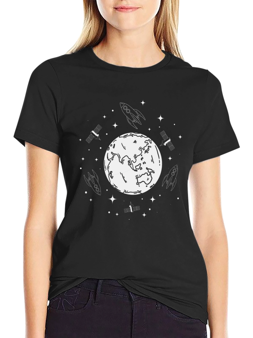 Space Theme Black T-Shirt