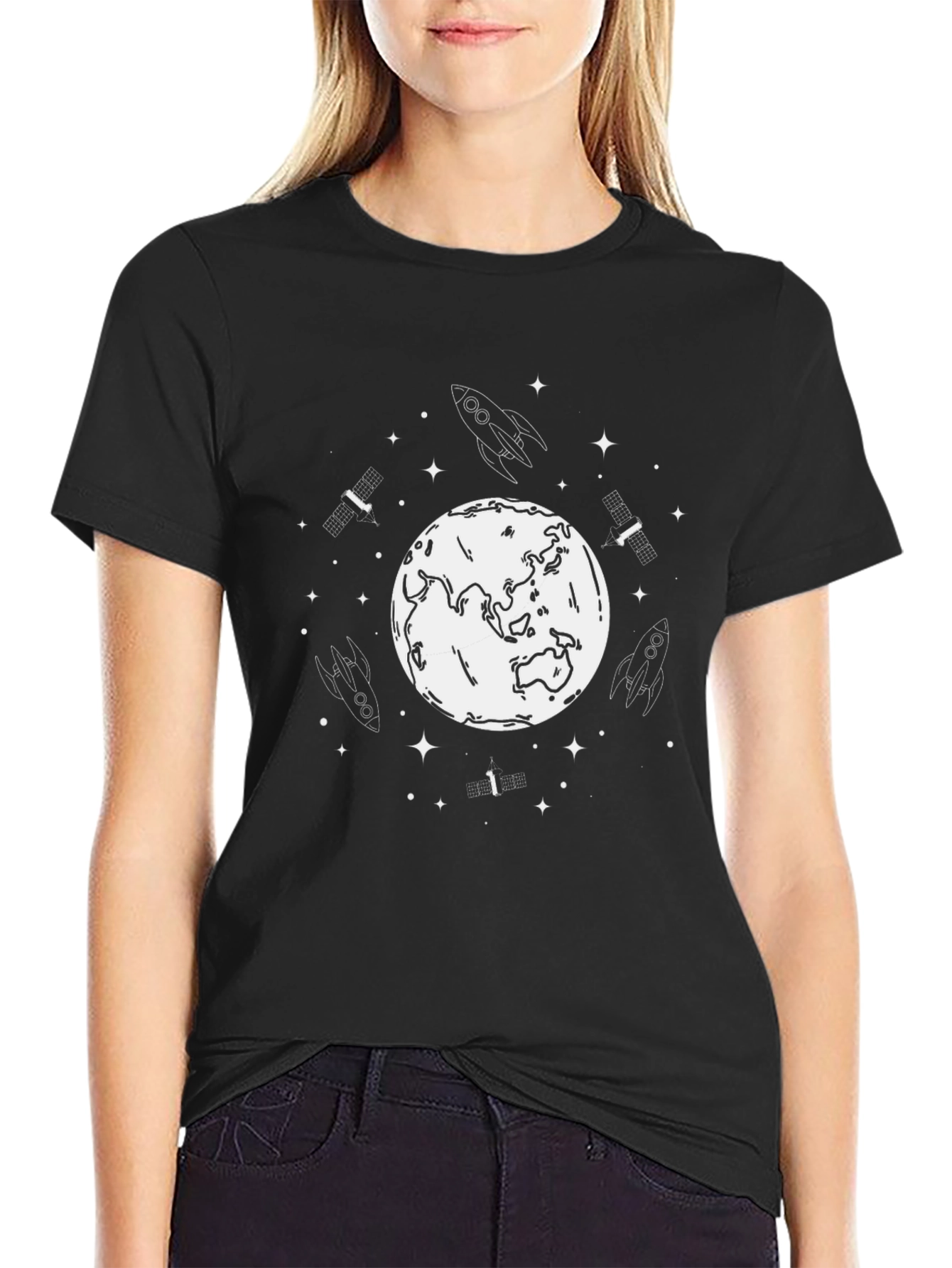 Space Theme Black T-Shirt