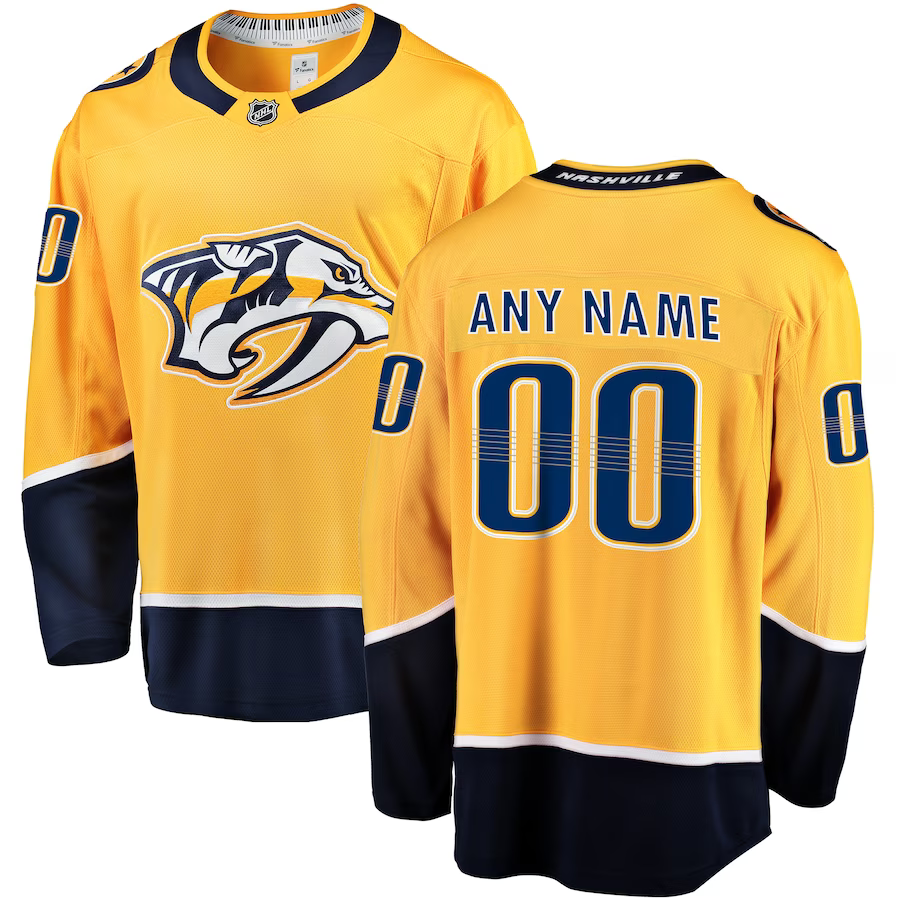 Men's Nashville Predators Gold Home Breakaway Custom Jerseys