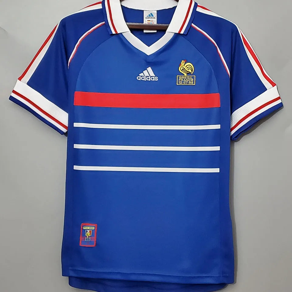 ZIDANE #10 France Home Blue Retro Soccer Jersey 1998 (右胸带小字) ★★ Detail 2