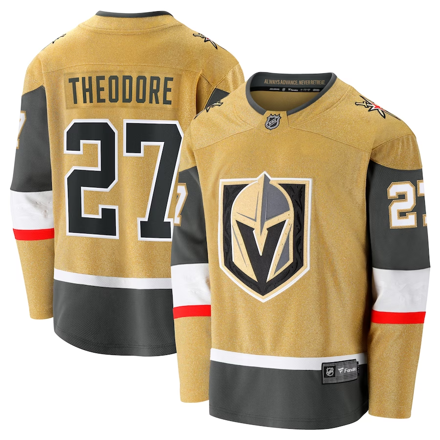 Men's Vegas Golden Knights Shea Theodore #27 Gold Home Breakaway Jerseys