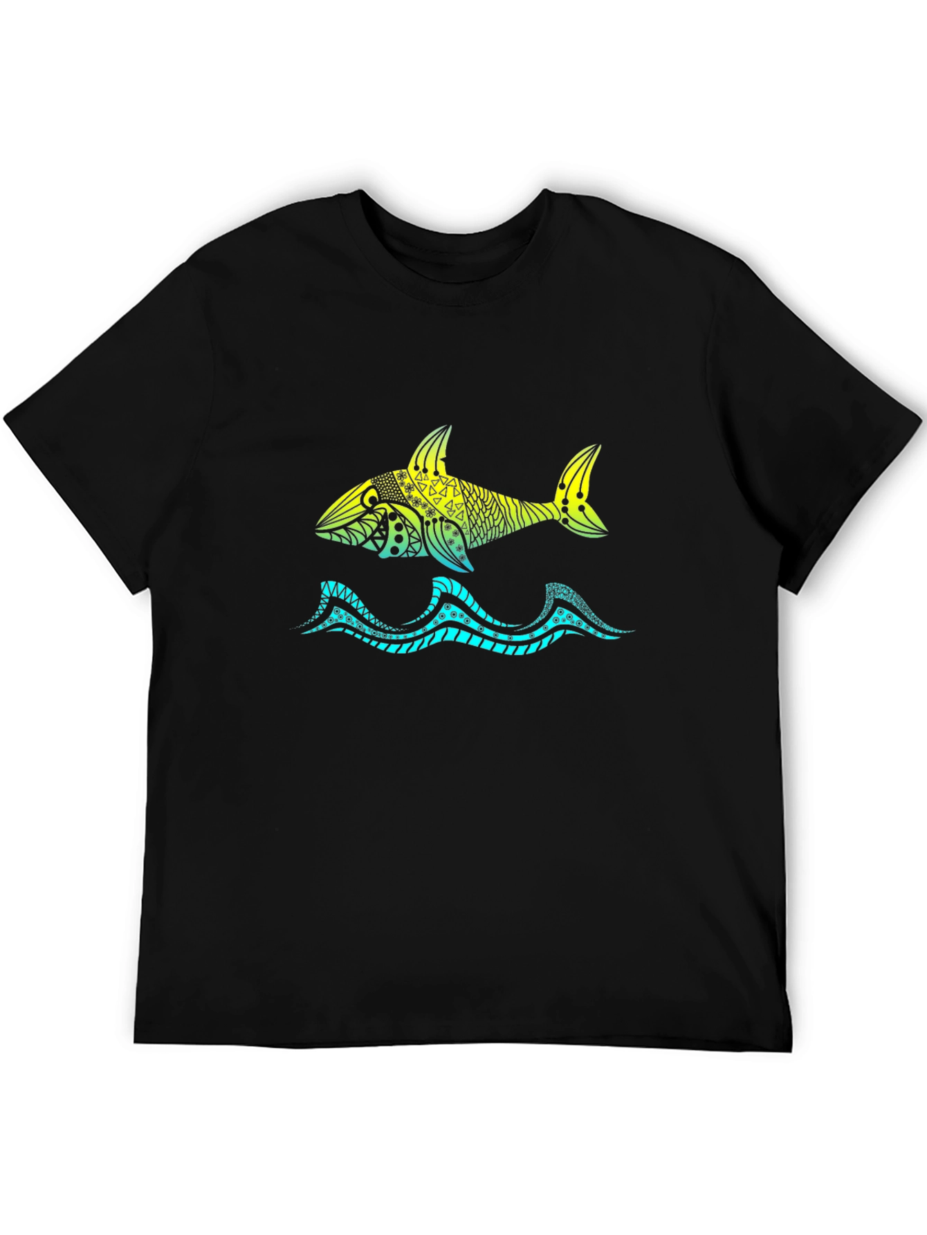 Shark Tribal Graphic Black T-Shirt