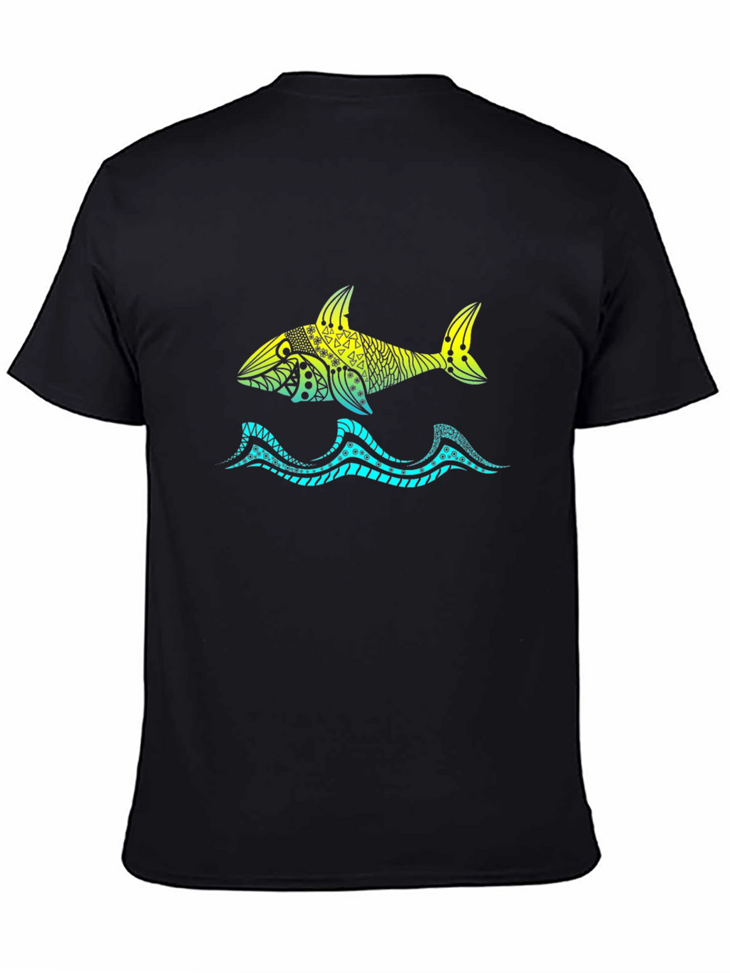 Shark Tribal Graphic Black T-Shirt