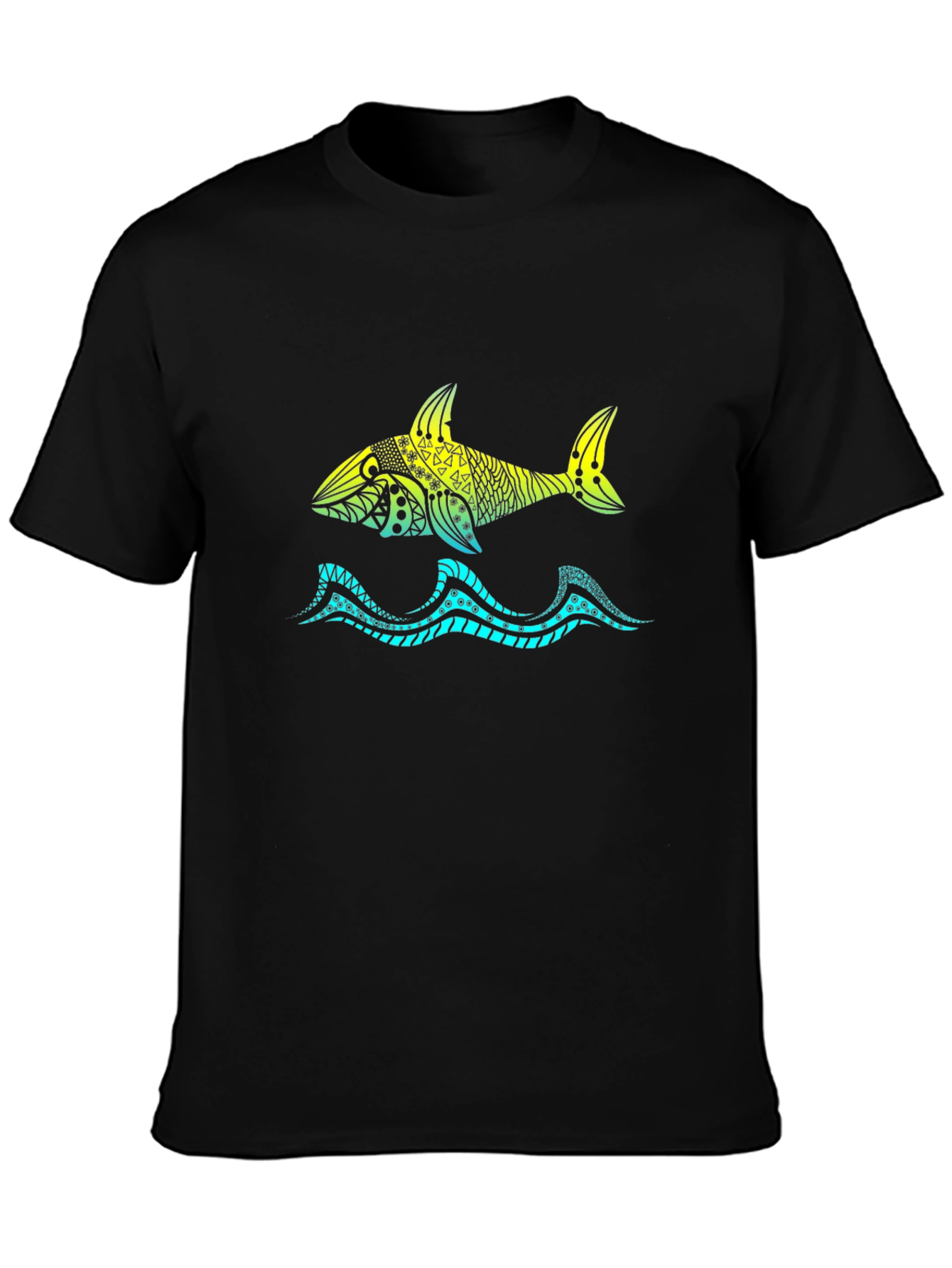 Shark Tribal Graphic Black T-Shirt