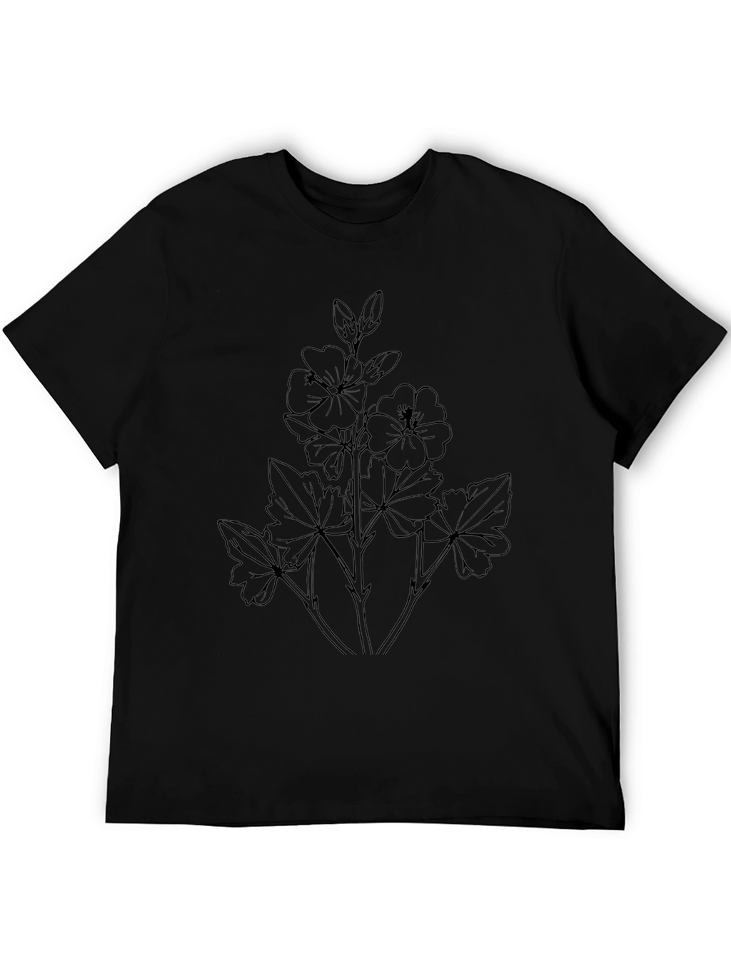 Floral Outline Graphic Tee - Unisex Black T-Shirt