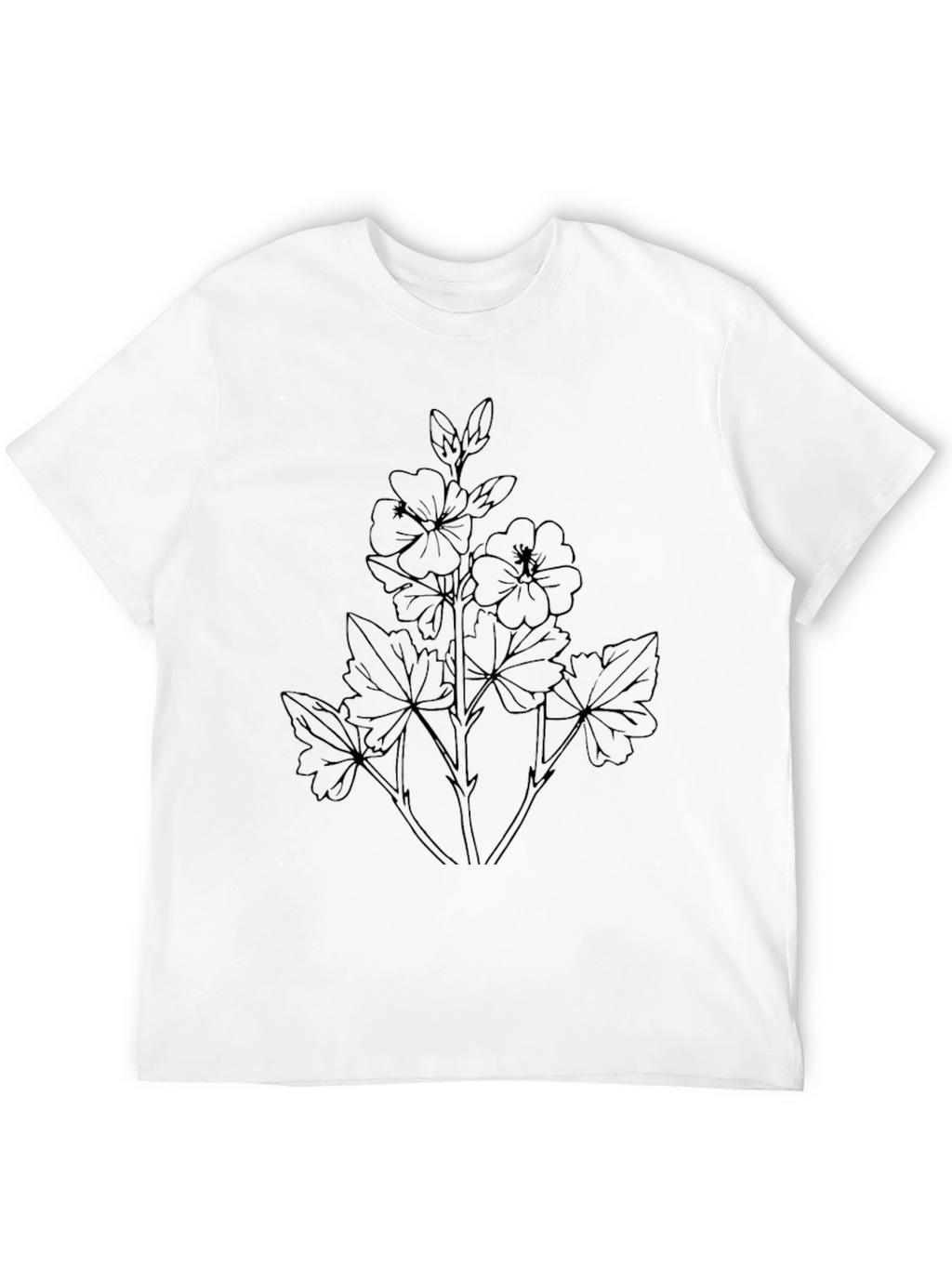Floral Outline Graphic Tee - Unisex Black T-Shirt