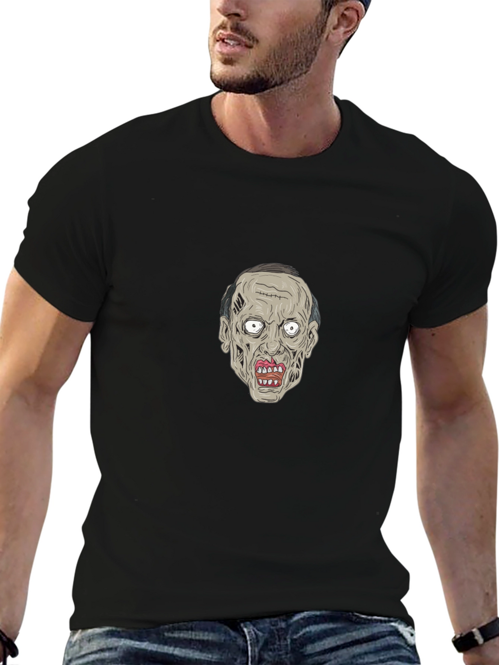 Zombie Face Graphic Black Tee