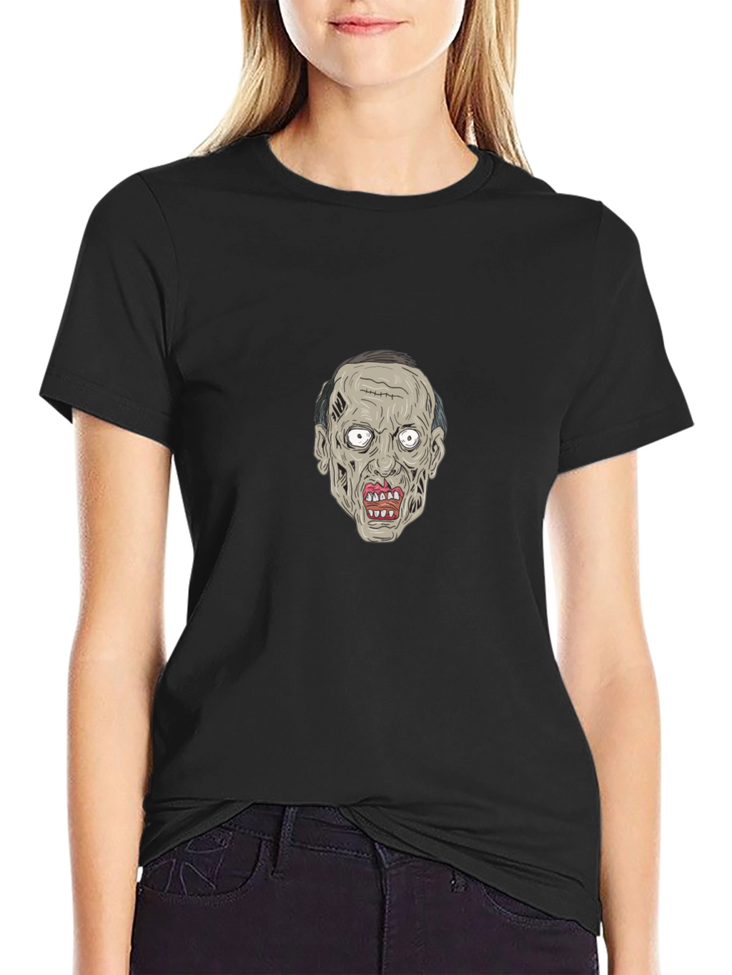 Zombie Face Graphic Black Tee