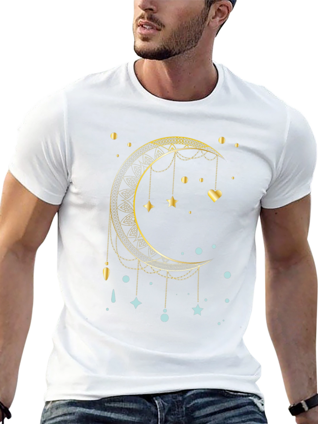 Celestial Crescent Moon Graphic T-Shirt