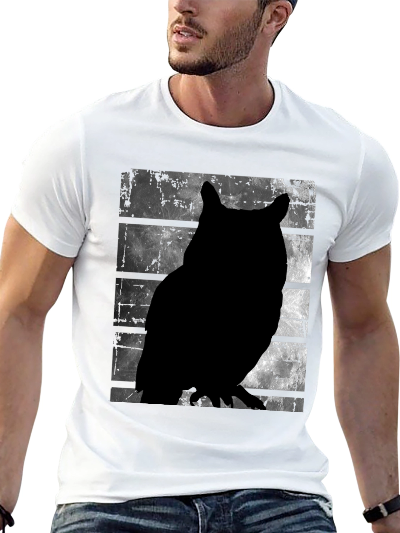 Owl Silhouette Graphic Tee - Mens Black T-Shirt