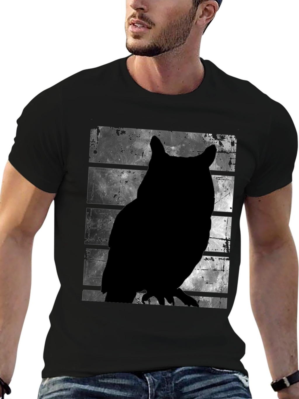 Owl Silhouette Graphic Tee - Mens Black T-Shirt