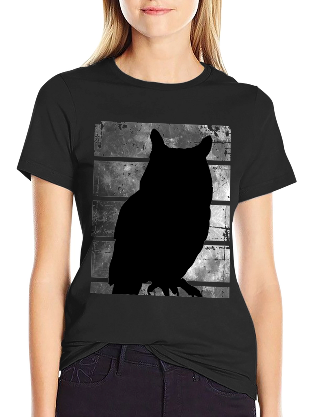 Owl Silhouette Graphic Tee - Mens Black T-Shirt