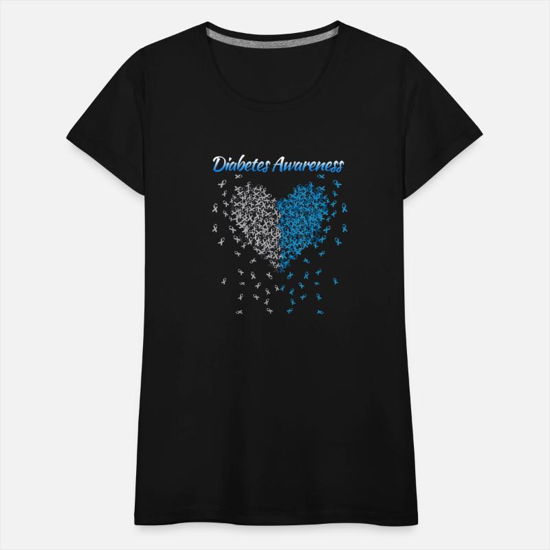 Diabetes Awareness Blue And Gray Heart Ribbon